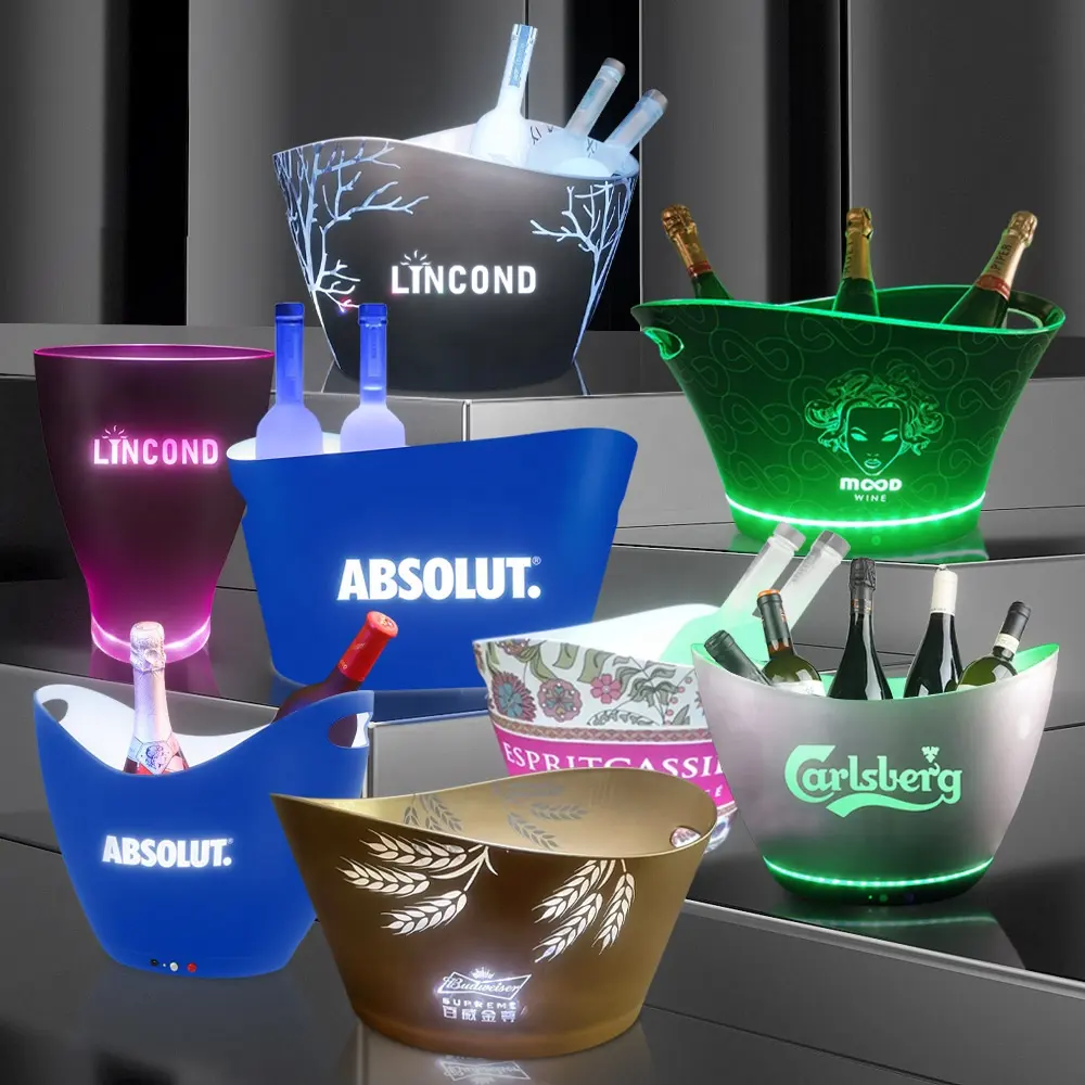 Atacado Personalizado Led Champagne Ice Bucket Light Up Champagne Beer Bucket