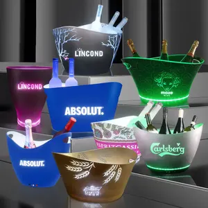 Vente en gros Seau à glace à champagne à led personnalisé Seau à bière à champagne lumineux