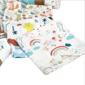 Organic Cotton Muslin Fabric Swaddle Blankets For Babies