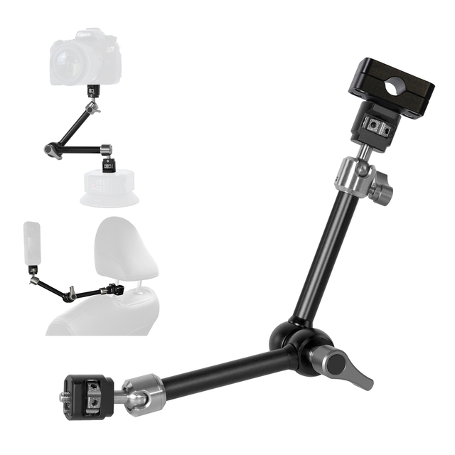 Professional Action Camera Mount 11" Double Adjustable Magic Arm Super Clamp Waterproof Aluminum Alloy Stainless Steel Cameras