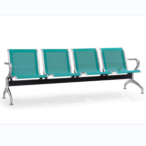 Sillas de espera Ssyou, fila de asientos con estructura metálica azul y reposabrazos para uso público en aeropuertos, hospitales y estaciones. - Product Image 2