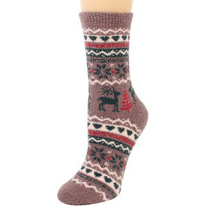 Chaussettes <span class=keywords><strong>de</strong></span> pantoufles en molleton <span class=keywords><strong>de</strong></span> Noël classiques pour femmes et hommes en noir rouge rose bleu-emballage en gros <span class=keywords><strong>de</strong></span> style tube confortable doux - Product Image 2