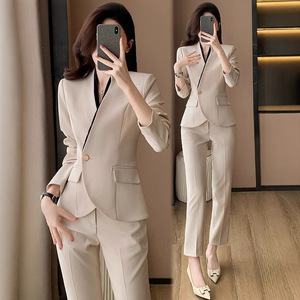 Women's Suit Set Polyester Full Sleeve Anti-Wrinkle Office Lady Autumn Wear - Product Image 1