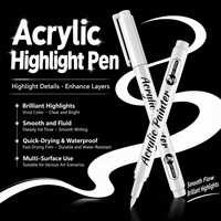 Marqueurs surligneurs en acrylique blanc pour commandes OEM en gros, pointe souple, haute couvrance, encre à base d'eau, avec emballage personnalisé et logo.