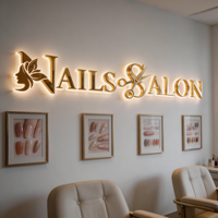 Enseigne Commerciale Personnalisée 3D avec Logo, Enseigne Lumineuse en Métal Doré Miroir et Acrylique pour Hall, Entreprise, Réception, Marque