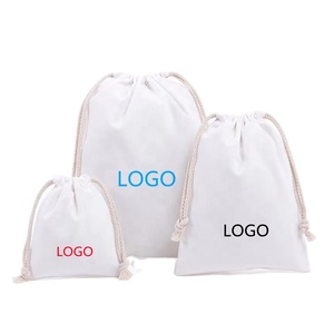 Blank Plain Natural White Eco-friendly Christmas Dust <b>Bags</b> Small Organic Cotton <b>Canvas</b> Pouch <b>Drawstring</b> Custom Size Custom - Product Image 1