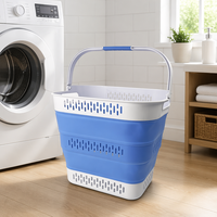 Panier à linge pliable classique rectangulaire 40L en plastique avec poignées, portable et peu encombrant – Meilleure vente
