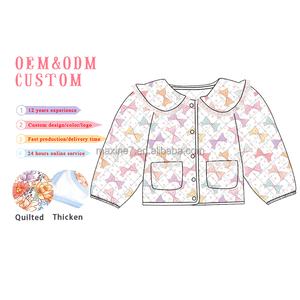 Giacca personalizzata per bambini con bottone trapuntato in cotone caldo, <span class=keywords><strong>cappotto</strong></span> <span class=keywords><strong>invernale</strong></span> per ragazze con stampa natalizia e motivi floreali - Product Image 2