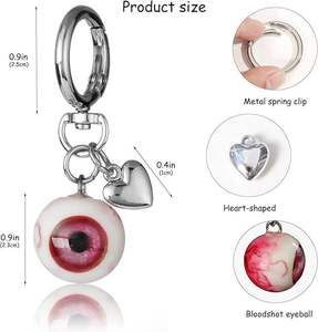 Vintage Keychain anahtarlık figürinler cadılar bayramı hediye dekorasyon gotik Spooky anahtarlıklar kalp şekilli 3D reçine gotik gözküresi anahtarlık - Product Image 2