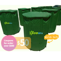 Citerne d'Eau de Jardin Flexible 750L, Réservoir de Récupération d'Eau de Pluie Portable en PVC, Bâche Souple de Stockage Flexitank