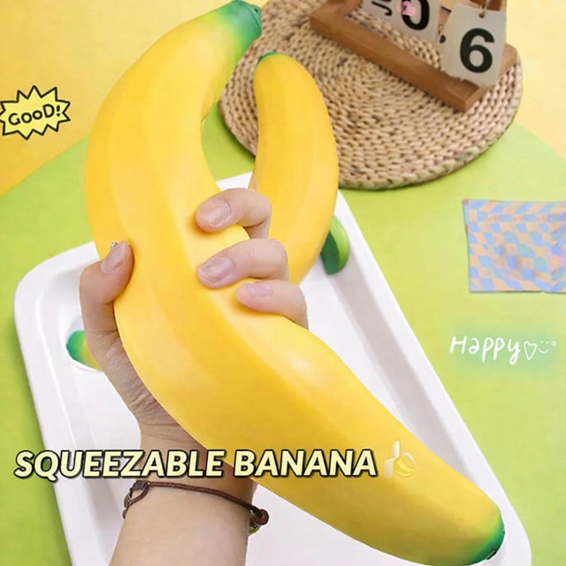 Jumbo Kawaii Soft Giant Fruit Squishies Banana-Style Squeeze Toys for Stress Relief Slow Rising TPR Squishies Fidget Toys