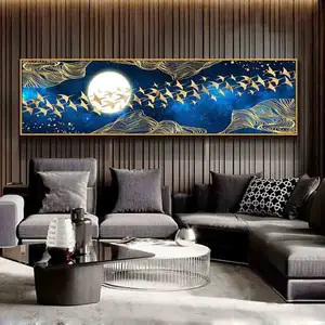 Quadro da Parete per Progetti Alberghieri, Dipinto Astratto Nordico Blu ad Acquerello su Tela, Immagine Romantica per Camera da Letto - Product Image 2