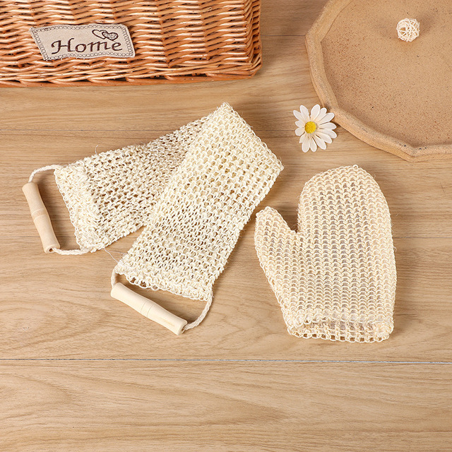 Wholesale Body Exfoliating Scrubbing Belt Back Body Bath Scrub Belt Sisal Bath Belt and Glove