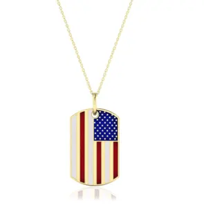 American Flag Necklace Pendant necklace 4th of July Independence Day United States Flag Necklace Red White Blue Jewelry Gift