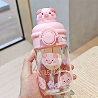 Botella de Agua de Vidrio con Pajita KY, Linda Taza de Vidrio de 400 ml con Diseño de Conejo, Pato, Cerdo, Oso y Panda, con Separador de Té
