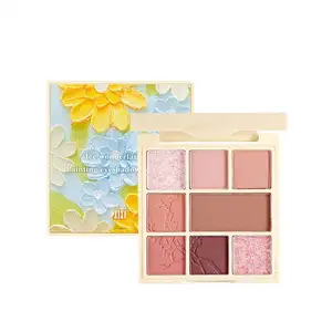 Flower Fairy Ölgemälde 9 Farben Lidschatten-Palette Matte Shimmer Eyes Makeup Glattes Lidschatten puder Glänzende Highlights Kontur