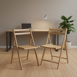 Ensemble de chaises de bureau pliantes Robin, dossier en bois massif, design minimaliste pour usage professionnel - Product Image 2