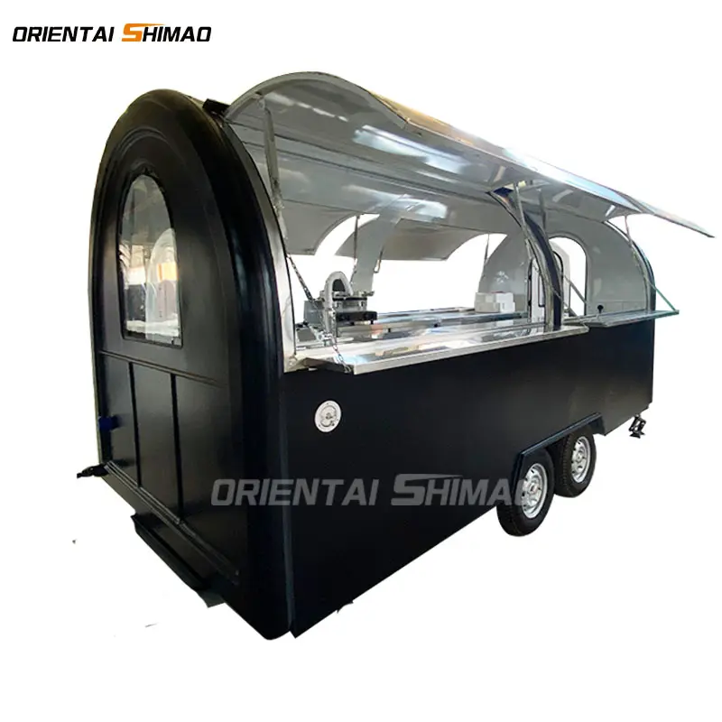 Oriental shimao 2022 High Quality mobile Round Food Trailers Food Truck Black Bbq Food Trailer For Sale in Australia