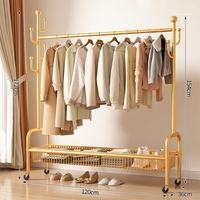 Porte-vêtements en fer extensible et mobile au design moderne avec roulettes pour salon, chambre, cuisine, école et supermarché