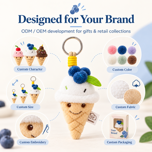 Portachiavi in peluche personalizzato a forma di gelato ai mirtilli, ciondolo per borsa a forma di cibo, morbido giocattolo imbottito, OEM ODM, all'ingrosso, regalo per negozi al dettaglio, <span class=keywords><strong>TOY</strong></span> <span class=keywords><strong>STORY</strong></span> - Product Image 4