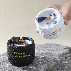 Vela Aromática de Cristal Natural LANJO, Estilo Moderno, Vela Perfumada en Vaso de Cemento, Adorno Decorativo con Fragancia para Dormitorio - Product Image 1