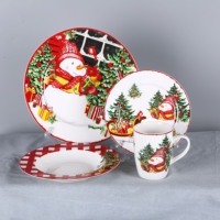 Noël bonhomme de neige vaisselle en céramique vaisselle de cuisine ensemble nouvel os chine ensemble de dîner de Noël