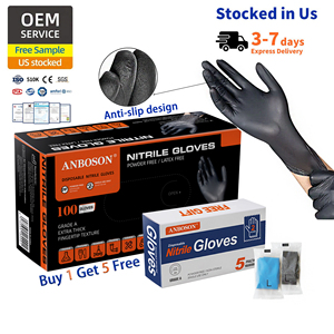 Disposable Thick Waterproof Medical <strong>Gloves</strong> Black Powder-Free <strong>Nitrile</strong> for Doctors Nurses Hospitals Dental Clinics - Product Image 1