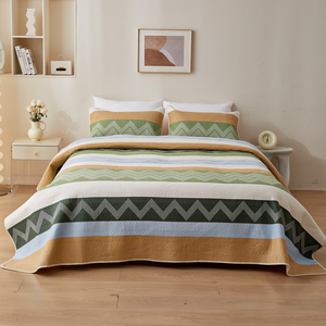 Nordic Cotton Quilt Lightweight Geometric Pattern Printed Microfiber Bedspread Quilted Bedspread Bed Coverlet