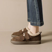 Bottes de neige à semelles épaisses pour femmes avec velcro et fourrure, bottes doublées de fourrure moka, baskets tendance, zapatillas deportivas