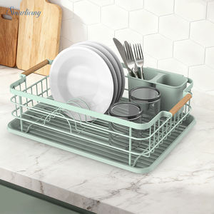 Estante para platos de almacenamiento de una sola capa para ahorrar espacio con tablero de plástico Escurridor de vajilla de alambre metálico - Product Image 2