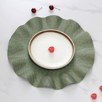 Grand Set de Table Rond Classique en PP Écologique avec Bord Ondulé Tressé et Motif Floral – Vente en Gros