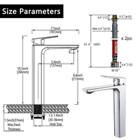 Nouveau design mitigeur de lavabo en acier inoxydable mitigeur mitigeur de lavabo d'eau chaude froide robinet de lavabo de salle de bain