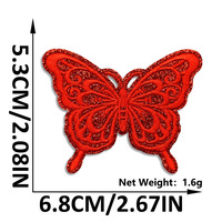 Nuevo Diseño de Parche Bordado Termoadhesivo de Mariposa Colorida con Purpurina, de Fieltro No Tejido y Poliéster, para Decoración de Gorras y Sudaderas