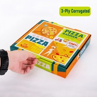 Boîtes à pizza en carton ondulé pour emballage alimentaire avec logo personnalisé, vente en gros directe d'usine, faible MOQ pour la livraison à emporter des restaurants