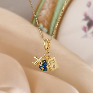 <span class=keywords><strong>Collana</strong></span> pendente con combinazione di taccuino aereo da viaggio, adatta per viaggi, matrimoni, vita quotidiana, feste - Product Image 6