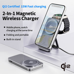 Soporte de cargador inalámbrico plegable Qi2 Fast 2 en 1 con tecnología magnética Salida de 5V/1A Compatible con <span class=keywords><strong>iPhone</strong></span> 12 13 14 16 Series - Product Image 2