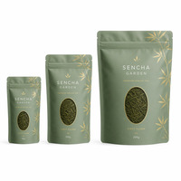 Sachet de thé vert japonais Sencha avec fenêtre, refermable, à fond plat, pour emballage alimentaire de thé en vrac, bio, cuit à la vapeur, idéal pour cadeau