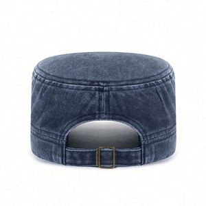 Arrival Faded Cotton <b>Flat</b> Top Camp <b>Cap</b> Breathable Outdoor Sun Hat Two Tone Sports <b>Cap</b> for <b>Men</b> - Product Image 4