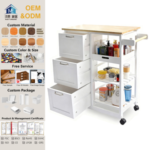 عربة مطبخ صناعية ، عربة تخزين 3 طبقات ، رفوف النبيذ ، عربة مطبخ جزيرة خشبية ، عربة - Product Image 1