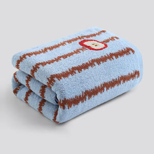 Toalla de Baño Rectangular de Algodón a Rayas Bordada, 73x140cm, 400g, Azul y Negro, para Uso Doméstico - Product Image 3