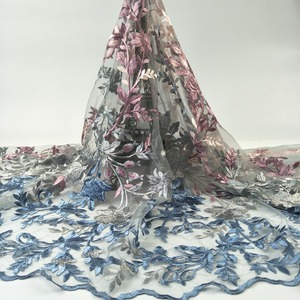 2019 Bleu <span class=keywords><strong>Royal</strong></span> de haute Qualité Nigeria Coton Sec Dentelle Tissu Africain Dentelle De Voile Suisse - Product Image 3