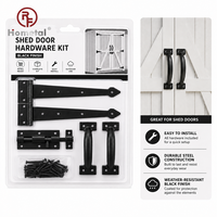 Kit de quincaillerie pour porte de remise noire - Charnières en T, poignée en D, verrou à barillet - Ensemble complet pour portail en bois extérieur, remise, abri de jardin