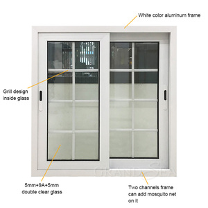 Fenêtres en <span class=keywords><strong>aluminium</strong></span> à double vitrage trempé blanc résistant aux ouragans, fenêtre coulissante en <span class=keywords><strong>aluminium</strong></span> <span class=keywords><strong>pour</strong></span> la maison, <span class=keywords><strong>pour</strong></span> l'appartement, avec design de grille - Product Image 5