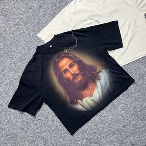 เสื้อยืดวินเทจของผู้ชายโอเวอร์ไซส์ทรงหลวมไหล่ตกดีไซน์100% ผ้าฝ้าย - Product Image 1