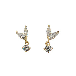 Orecchini a Perno Minimalisti in Stile Francese a Forma di Foglia e Goccia per Donne, Gioielli per Orecchie Scintillanti e alla Moda - Product Image 5