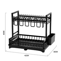 Étagère de cuisine blanche multifonctionnelle sur pied, non pliable, à double niveau, en métal, pour le séchage et le rangement des tasses, bols et assiettes