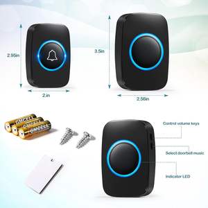 Timbre Inalámbrico al por Mayor con LED, Botón Táctil Impermeable IP44, Volumen Ajustable en 5 Niveles, Fácil Instalación, Enchufe para Puertas Resonantes - Product Image 4