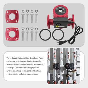 Pompe de circulation WWEIQI UPS26-150SF 1/2 HP 115V 3 vitesses en acier inoxydable pour recirculation d'eau chaude - Product Image 3