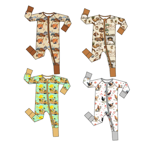 Özel Tasarım ODM Örme Çift Taraflı Fermuarlı Uzun Kollu Bambu 200-220gsm Rahat Sonbahar Unisex Bebek Tulumları Çevre Dostu - Product Image 1