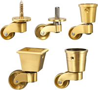 Roulette de meuble en laiton massif avec insert de tasse, roue de 35 mm, finition bronze, 360° °   Roulettes pivotantes en cuivre pour pieds de canapé, armoire et table d'inspiration antique